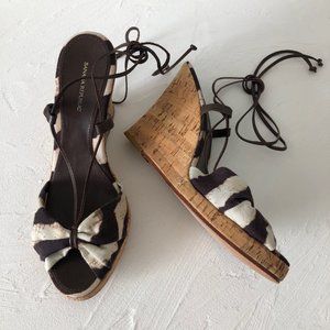 Banana Republic Cork Wedge Animal Print Sandals 9